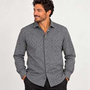 Eton Contemporary Black and White Patterned Button Down Shirt Size 46 XXL
